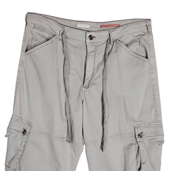 Anthro Pilcro Wide Legs Cargo Pants Size 32 P Waist Hems Drawstring Multi Pocket - Picture 12 of 16
